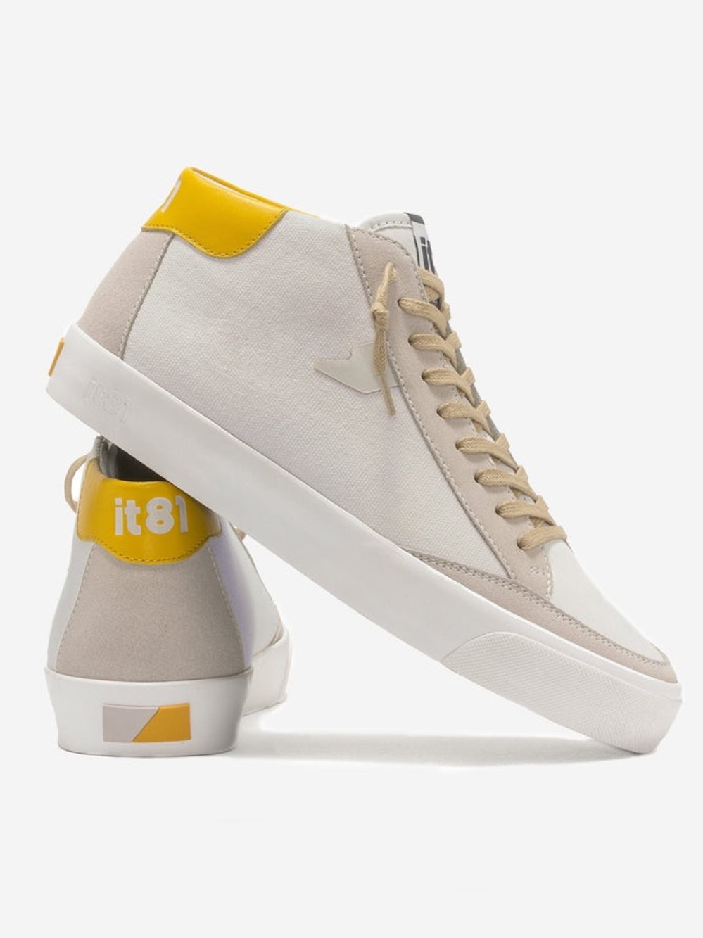 it81 Made in Italy High Top Sneakers Beige Leather Canvas EU 39 Women's